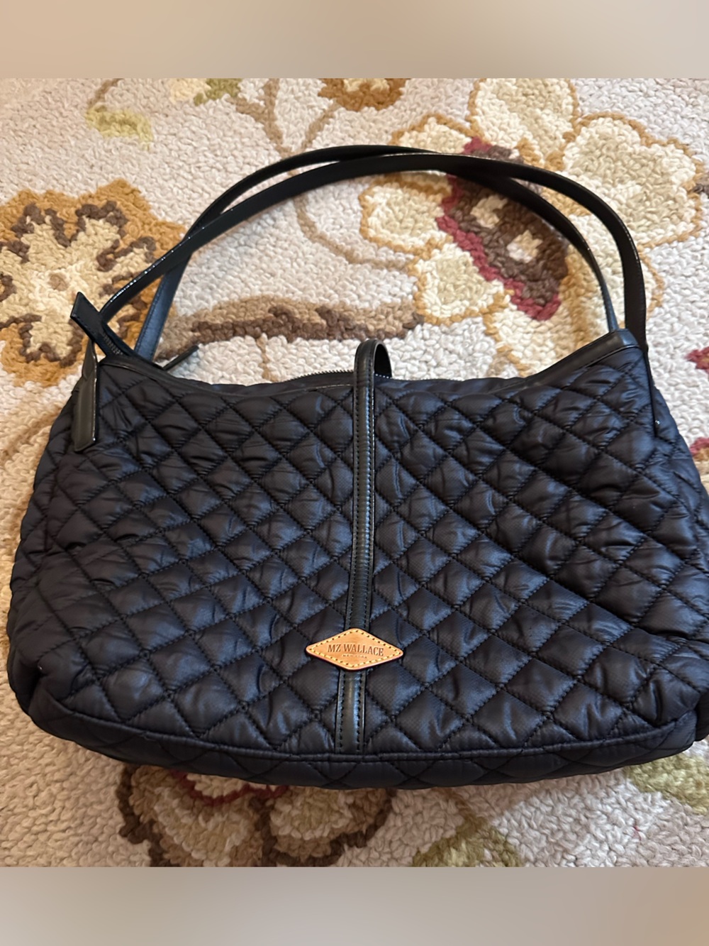 MZ Wallace Quilted Black Astor East to West Shoulder Bag with Top Strap - Picture 2 of 4